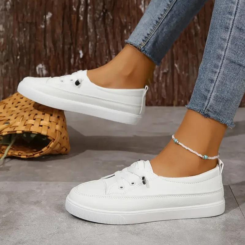 

Износостойкие, легкие, дышащие однотонные кроссовки на плоской подошве, удобные повседневные кроссовки Zapatillas Deportivas Mujer 35