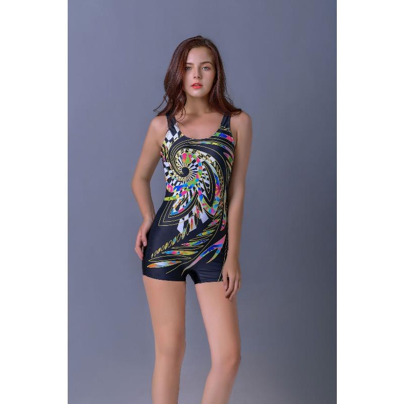 New dynamic gradual change simple pattern women's one-piece tight flat angle comfortable backless swimsuit