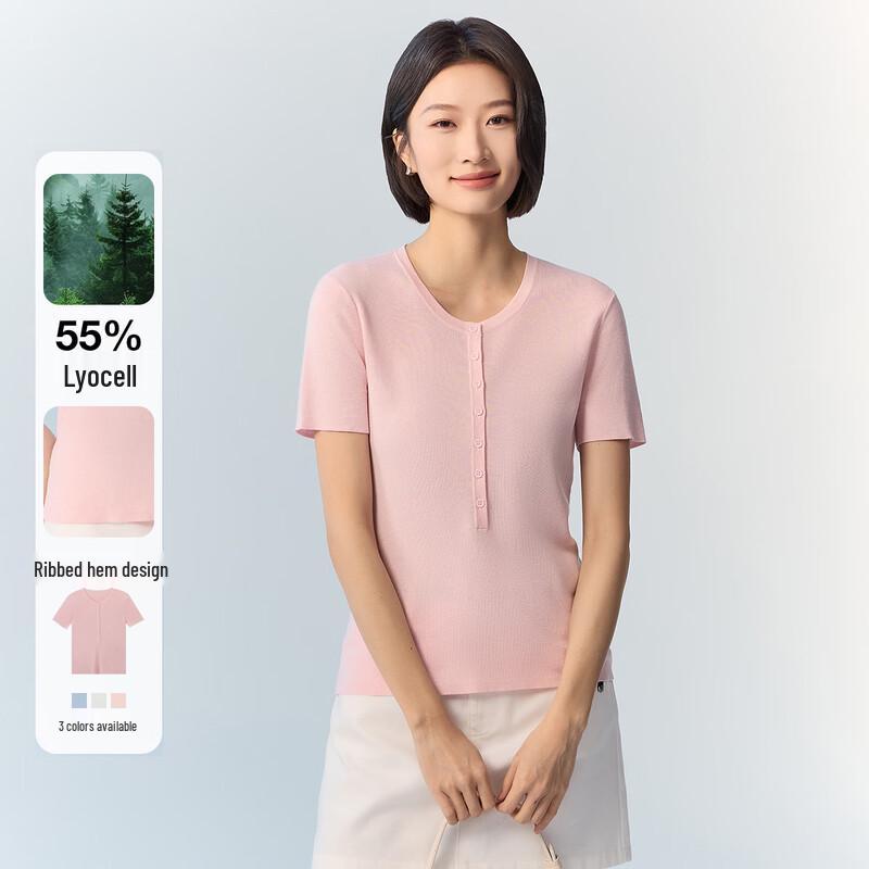 

Beifanglu Breathable Lyocell-Linen Henley Knit T-Shirt M