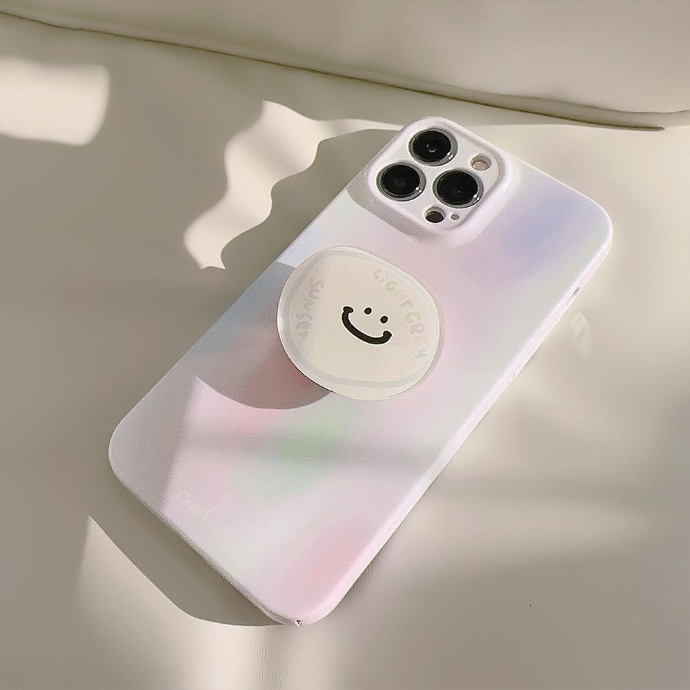Korean Smiley Face Bracket Suitable for 14Promax IPhone Case Iphone16 Niche Cute 15 Philin11 Hard
