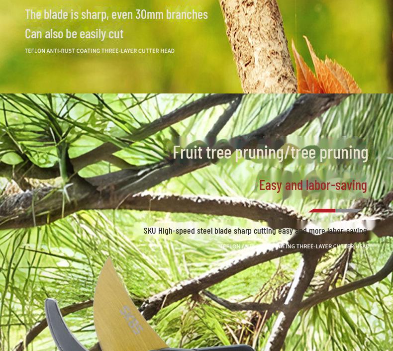 Heavy-Duty SK5 Steel Pruning Shears for Thick Branches, Gardening, and Nursery Tasks