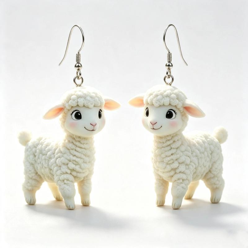 Cartoon Sheep Earrings 1 Pair 2D Flat Acrylic Animal Jewelry Hypoallergenic for Animal Lovers Party Wear Perfect Gift