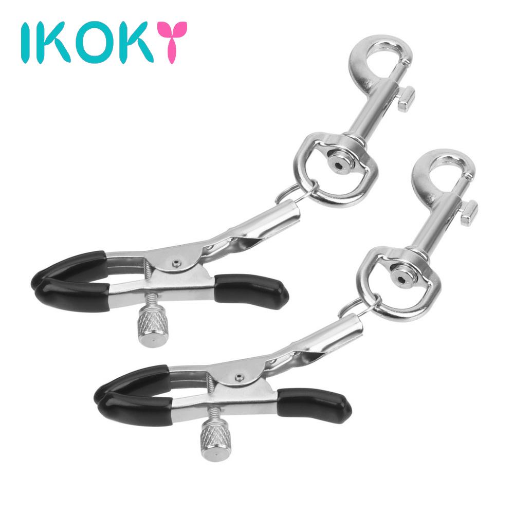 IKOKY 1 Pair Sex Toy for Couples SM Game Female Orgasm Sexy Breast Clamp Stimulator Teaser Games Metal Clips Nipple