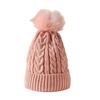 Warm Winter Twist Knitting Hat Solid Color Winter Bonnet Cute Pompom Thick Plush Cap  Women/men