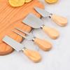 Household Steel Stainless Cheese Butter Knives with Wooden Handle Cheese Slicer Cutter Spatula Fork Kitchen Cooking Baking Tool