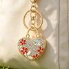 Keychain Pendant Heart Shape Charm Key Holder with Enamel Flower Design Lightweight Anti-Oxidation Durable Lobster Clasp Keyring