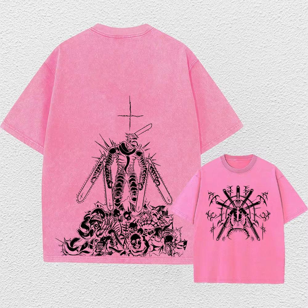 Anime Pilařské tričko Pánské Vintage Prané Tričko Harajuku Oversize Bavlněné Tričko Bavlněná Móda Streetwear Unisex Top