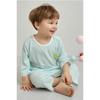 Korean Kids Cool Rayon Pajama Set Summer Breathable Soft Sleepwear Good Smile Mint 7/10 Sleeve Children Underwear 2pcs