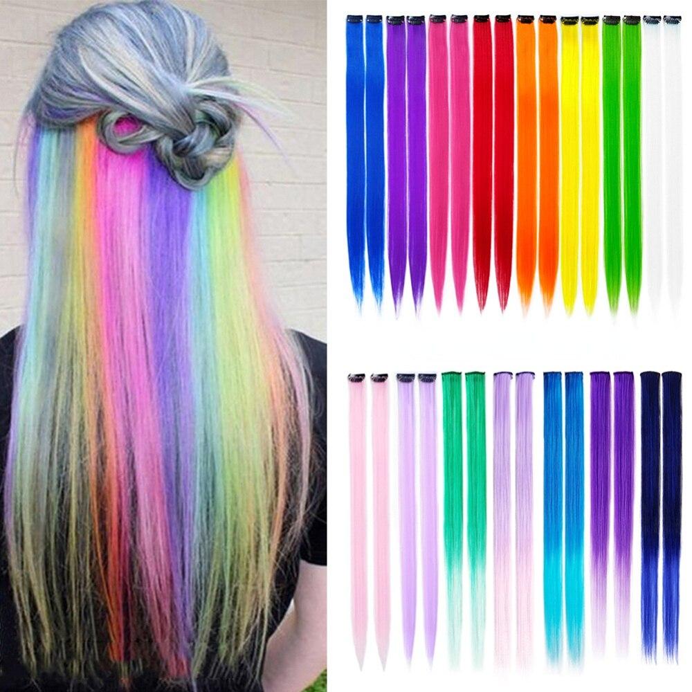 Gradiente invisível sem emenda natural cabelo de uma peça pendurado orelhas tingimento sintético peruca para cor cabelo longo destacando