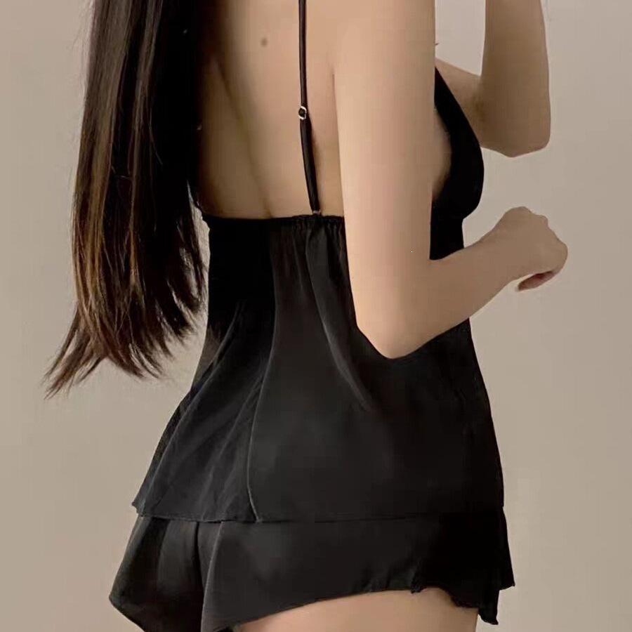 

2026 Spring/Summer Plus Size Sexy Camisole Pajamas Set: Ice Silk Shorts & Top for Curvy Women XL (60-70 kg)