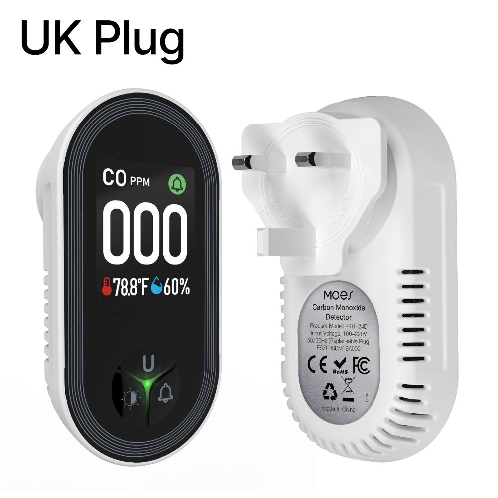 3-in-1/4-in-1 CO Detector Plug-in with Temperature & Humidity Sensor Gas Detector Built-in Alarm Digital Display