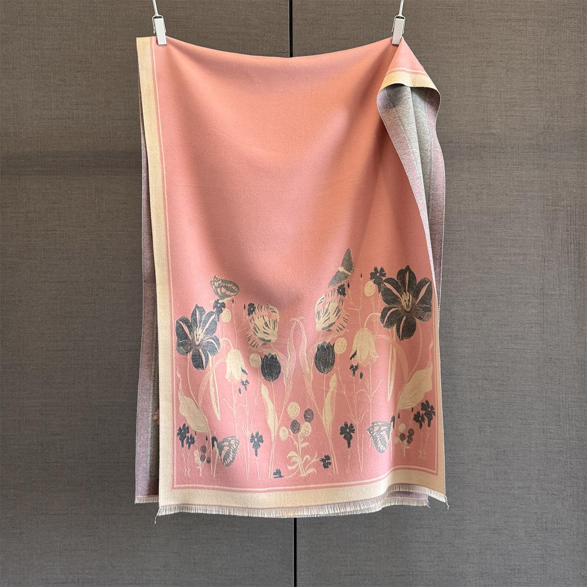 

Winter Warmer Thickened Scarf For Women 65*185cm Floral Tassel Pashmina Shawl Faux Cashmere Warps Autumn Blanket For Daily Wear