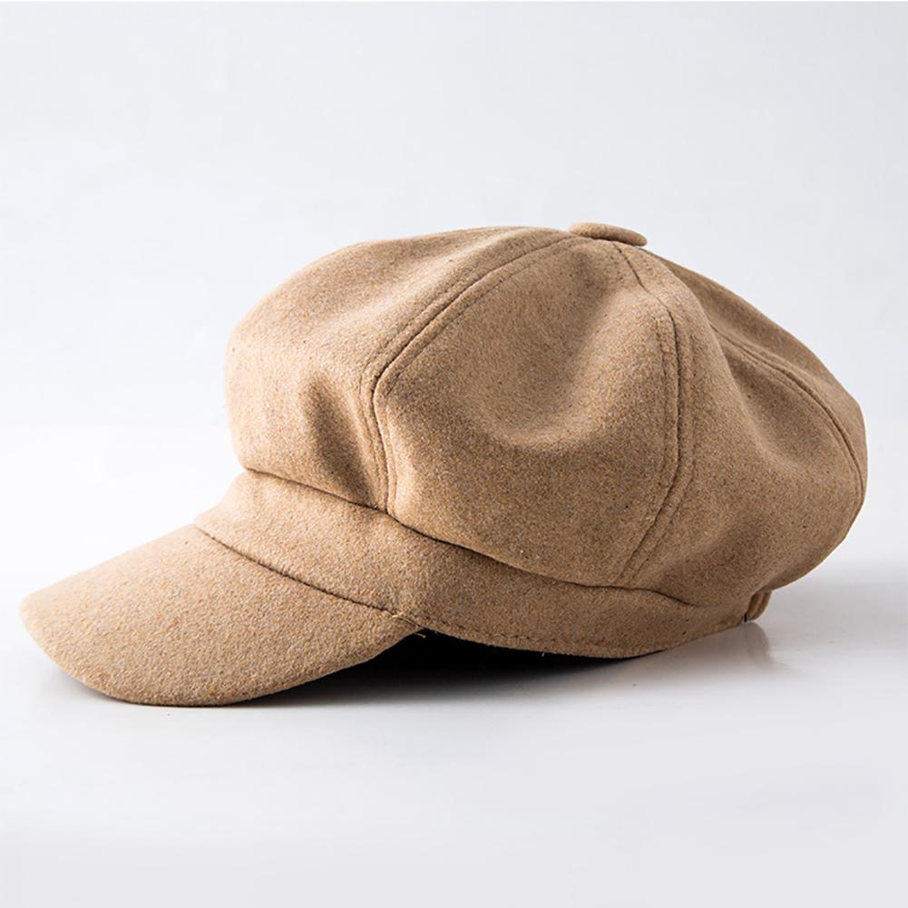 

Women Gril Octagonal Cute Casual Knitting Dome Beret Hat Cap C029-Camel One size#1