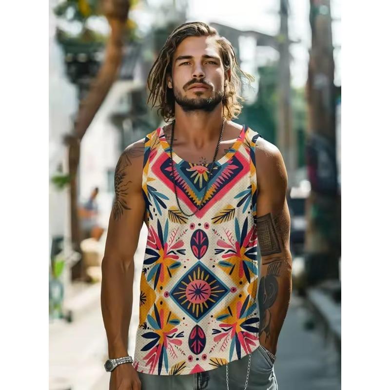 

3D Fresh Printed Sleeveless Sports Men s Tank Top Holiday Street Fashion Round Neck Breathable Comfortable Short Sleeve Sports Tops S