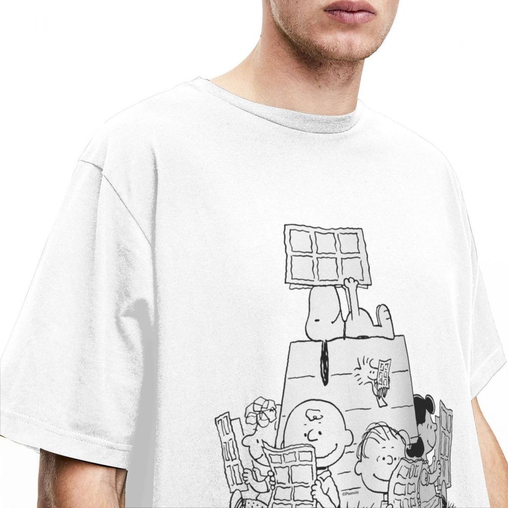 Comics Reading T Shirts Accessories for Men Women Pure Cotton Novelty Charlie Brown T-shirt Clothes Summer