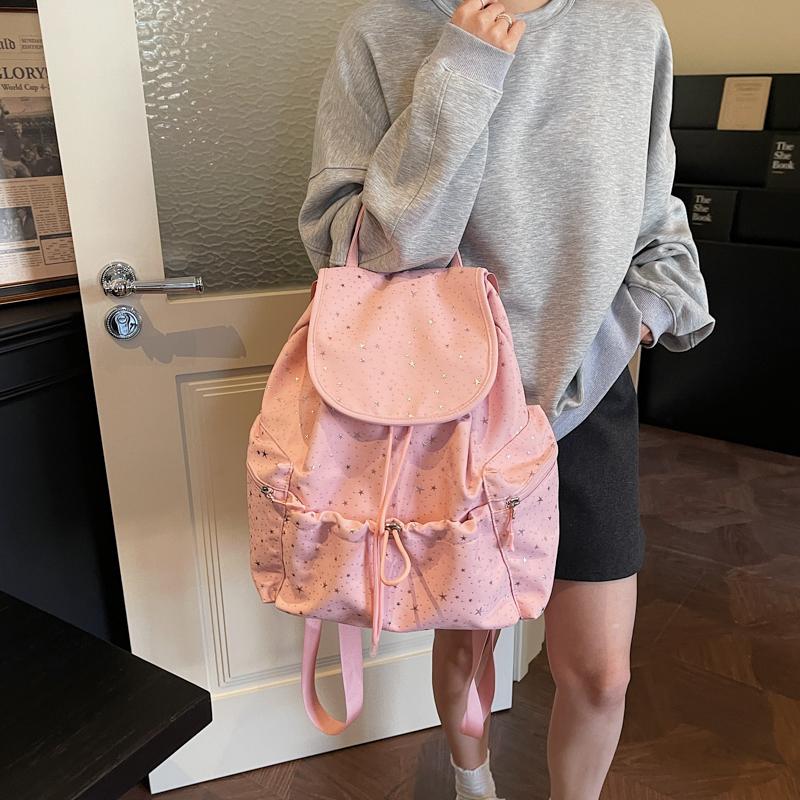 2026 New Fashion Casual Large Capacity Starry Sky Denim Backpacks Solid String High Quality Hot Trendy Backpacks for Women