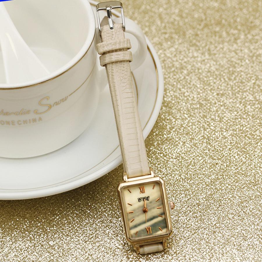 New Women Dress Watches Square Ladies Quartz Bracelet Watch Simple Rose Gold Alligator Leather Strap Female Watches Girl's Gift