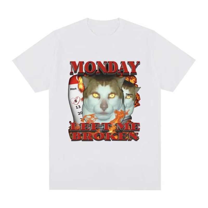 

Funny Monday Left Me Broken Cat Meme Graphic T Shirt Men Cotton Casual Short Sleeve T-shirt Fashion Vintage Oversized T-shirt... 5XL різнокольоровий