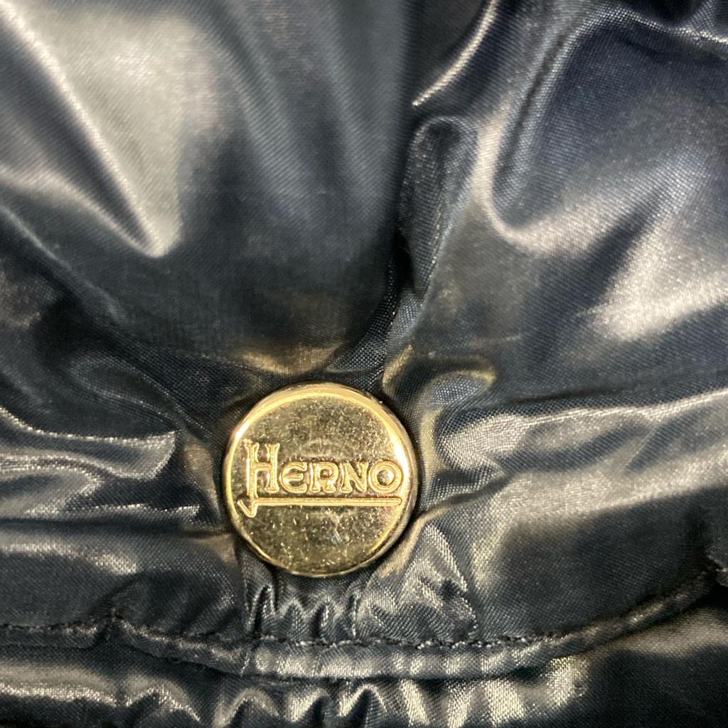 Herno GC0015G-39601 Navy Wool X Nylon Different Material Switching Hooded Down Coat Coat 14A NavyUsed