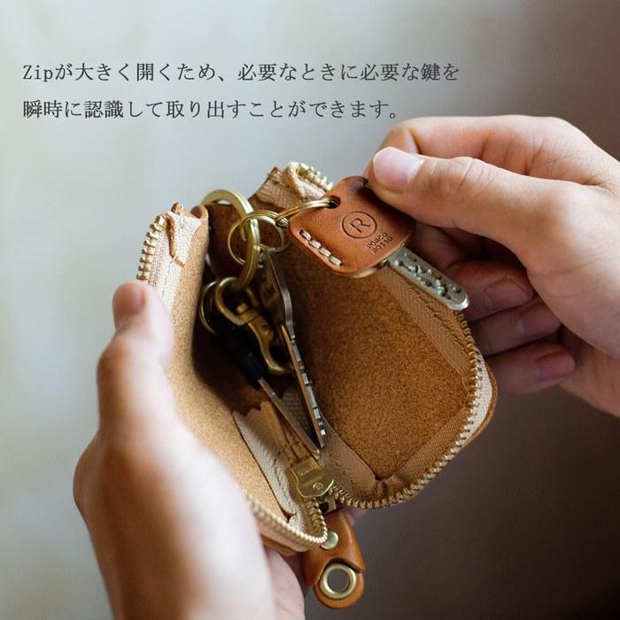 [Porcorosso] Key Case Smart Key Case Men Women Genuine Leather T Leather Smart Key Key Holder Leather Fastener Brand Made in Japan