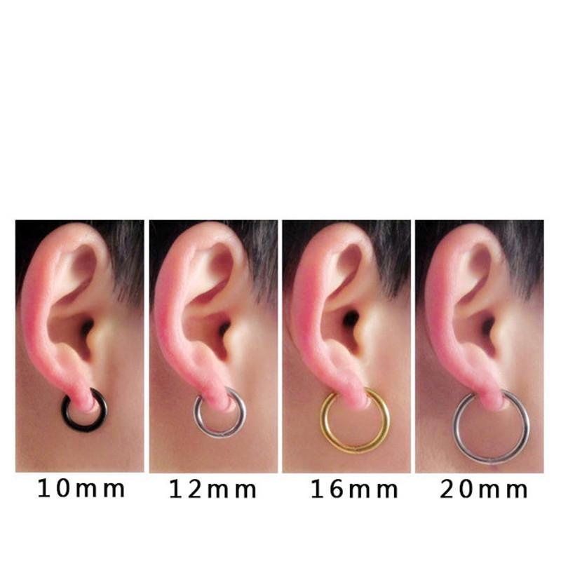 1PC Stainless Steel 10/12/16mm Antiallergic Simple Punk Circle Earrings for Women Men Jewelry Gift
