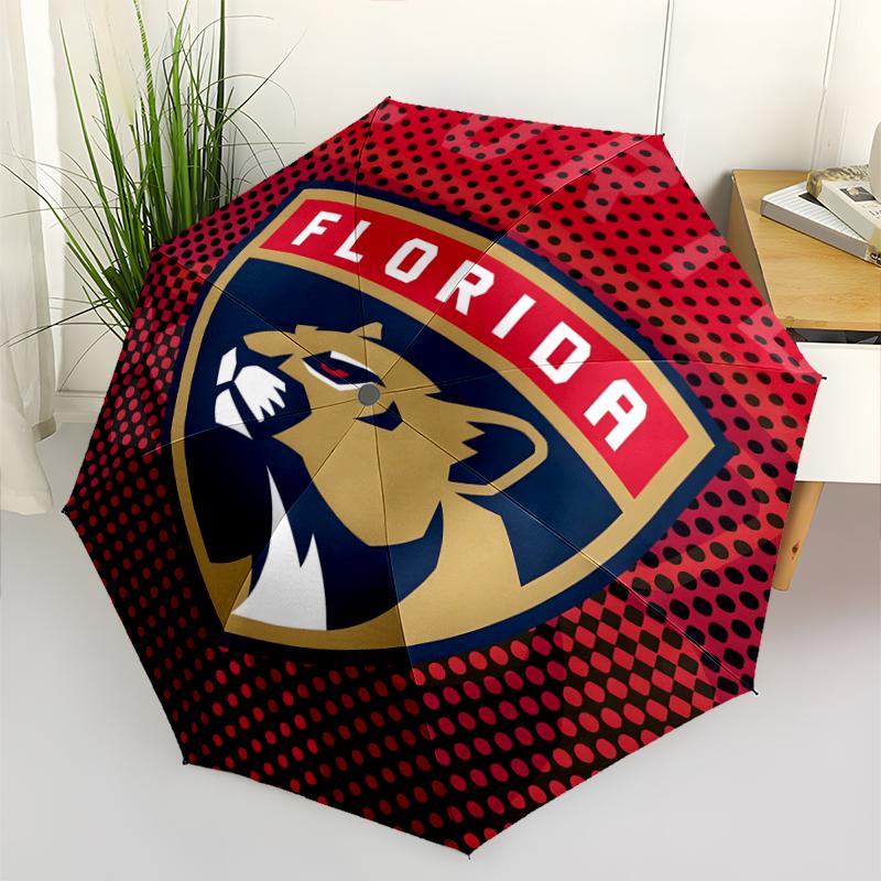 Florida Panthers Fashionable Automatic Opening/Closing Folding Umbrella. Portable and Foldable, Ideal for Gift, Travel, and Daily Use.