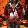 Women's Casual Long Sleeve Halloween Printed Hoodie Pullover with Top