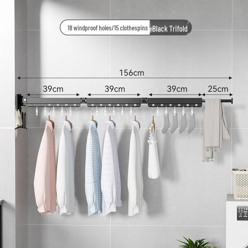 Wall-Mounted Retractable Clothes Drying Rack for Balcony and Bay Windows