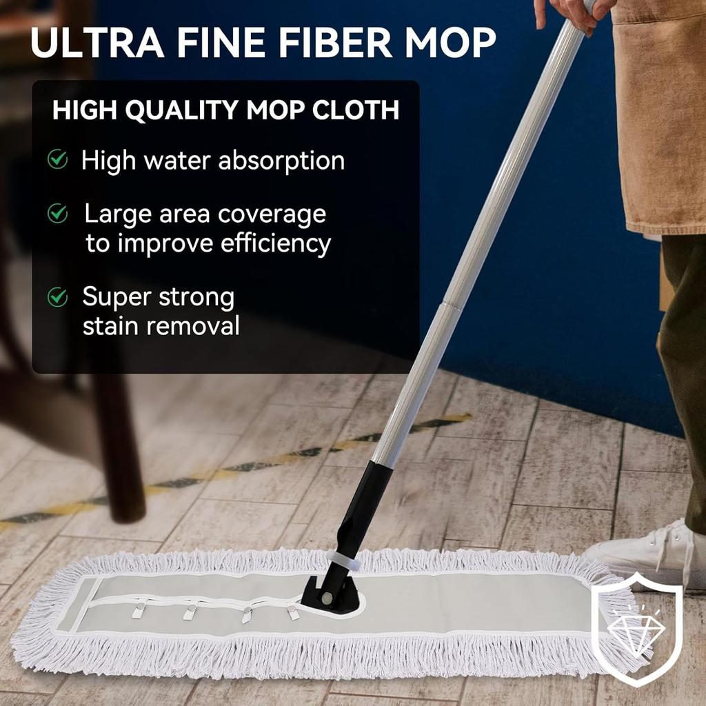 48 Inch Dust Mop Head: Replacement Medium Washable Commercial Mop Head Sweeper and Janitorial Replacement with Botton