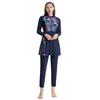Women Printing Swimwear Muslim Bathing Suit with Cap Long Sleeve Swimsuit Full Coverage Swimming Suit 3 Pieces Sun Protection