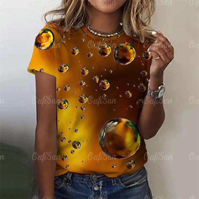 3D Bunter Liebesherz-Druck T-Shirt Hübsche Damenbekleidung Damenmode Lässiges T-Shirt Mädchen Übergroße Kurzarm-Tops Tees