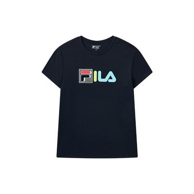 Fila Logo Letter Print Crew Neck Short Sleeve T-Shirt Men Tops Legendary-Blue F51M328175FNV