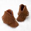 Warm Velvet Baby Boots with Soft Rubber Soles and Non-Slip Tassels