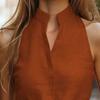 Women Tops Stand Collar Sleeveless Slim Fit Shirt Tops Pure Color Casual Shirt Summer Work Party Date Wear