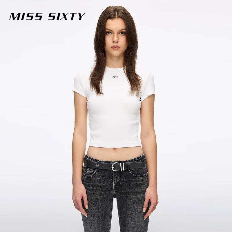 MISS SIXTY Women's Slim Fit Embroidered Cropped T-Shirt