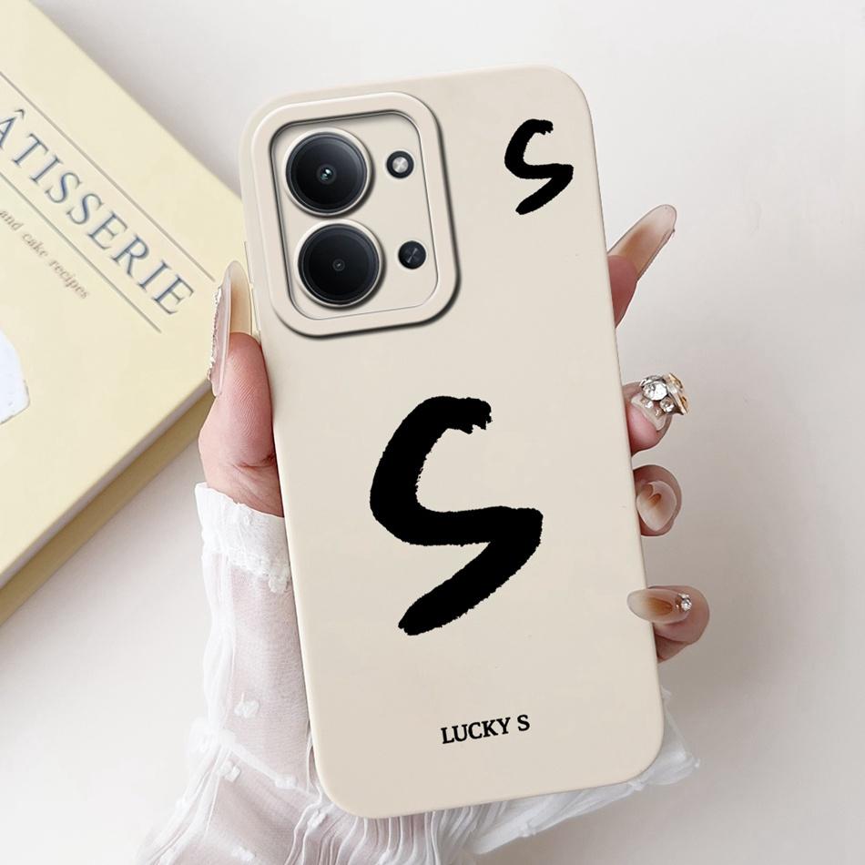 For Xiaomi Poco C85 4G Lucky Initial Letter Phone Case For Poco C85 C 85 4G Soft Silicone Shockproof Cases Bumpers