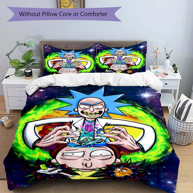 Rick Morty Dobrodružný Potisk 3dílná Sada Povlečení Povlak na Peřinu Se 2 Povlaky na Polštář Domácí Dárek k Narozeninám