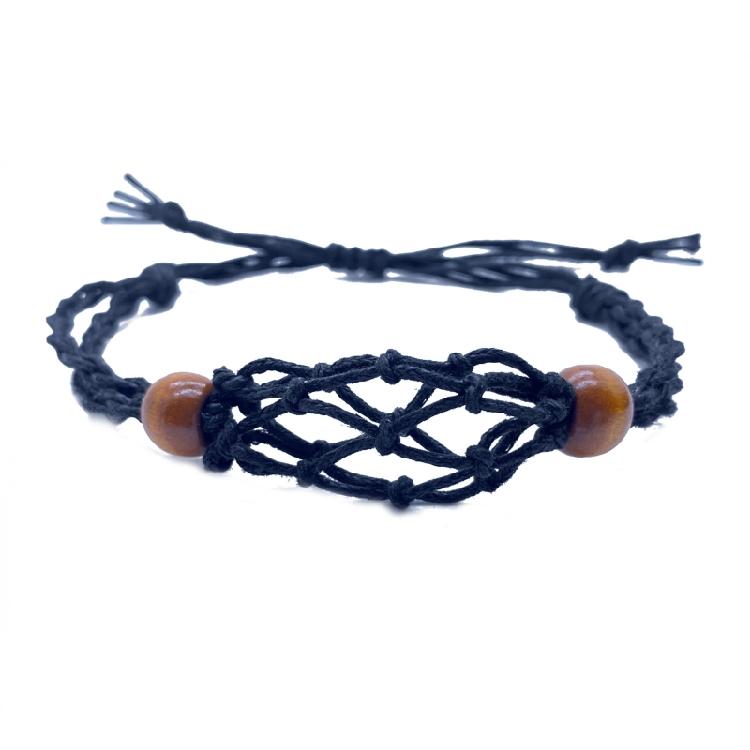 Crystal Holder Bracelet Adjustable Rope Bracelet Cord Handmade Woven Netted Cage