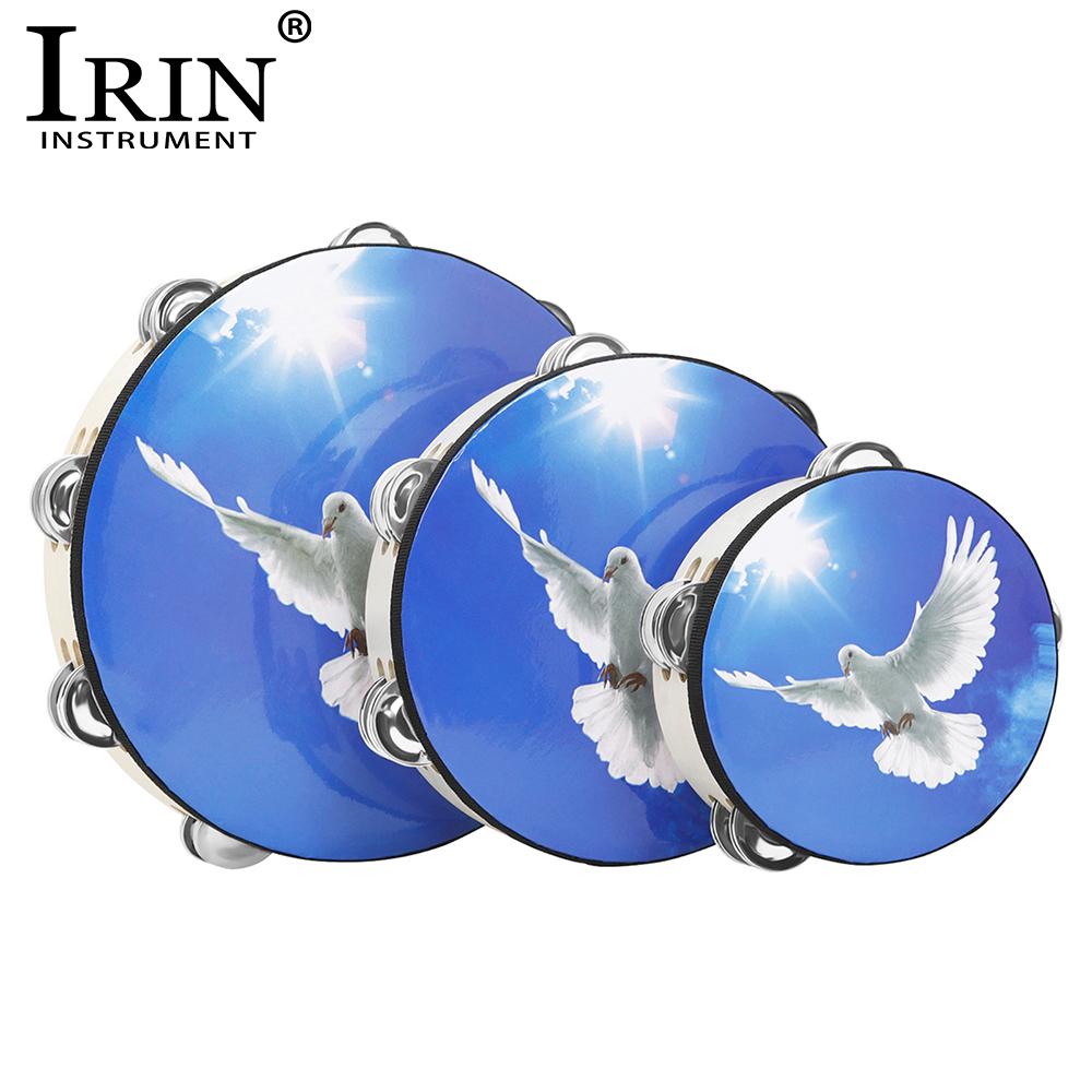 IRIN 3Pcs Tambourine 6/8/10 Inch Hand Bell Drum Professional Wooden Tambourine Orff Instrument Early Education Music Gifts