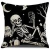 VIKAMA Retro Halloween Pillow Cover Trick Or Treat Happy Halloween Skeleton Ghost Cushion Case For Living Room Sofa Home Decor