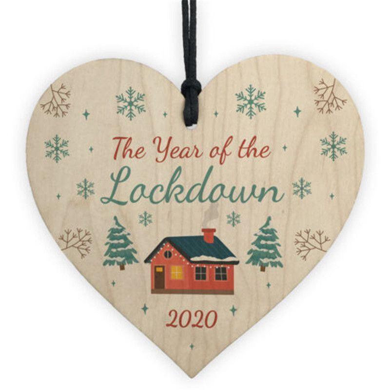 

Gift Decorations Christmas Hanging Bauble Wooden The Year Of The Lockdown 2020 Heart