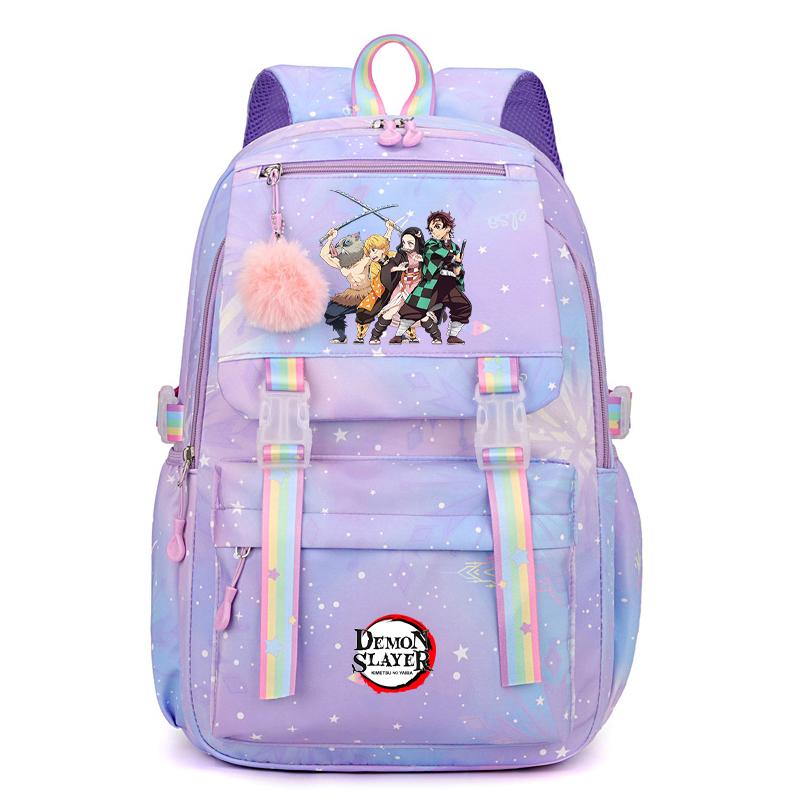 Anime Demon Slayer Backpack Computer Bagpack Sweet Soft Backpack Printed Girl Lightweight Schoolbag for Women Travel Leisure Bag Rucksack Mochila