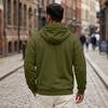 Men's Casual Long Sleeve Hooded Zip-Up Sweatshirt with Multiple Pockets and