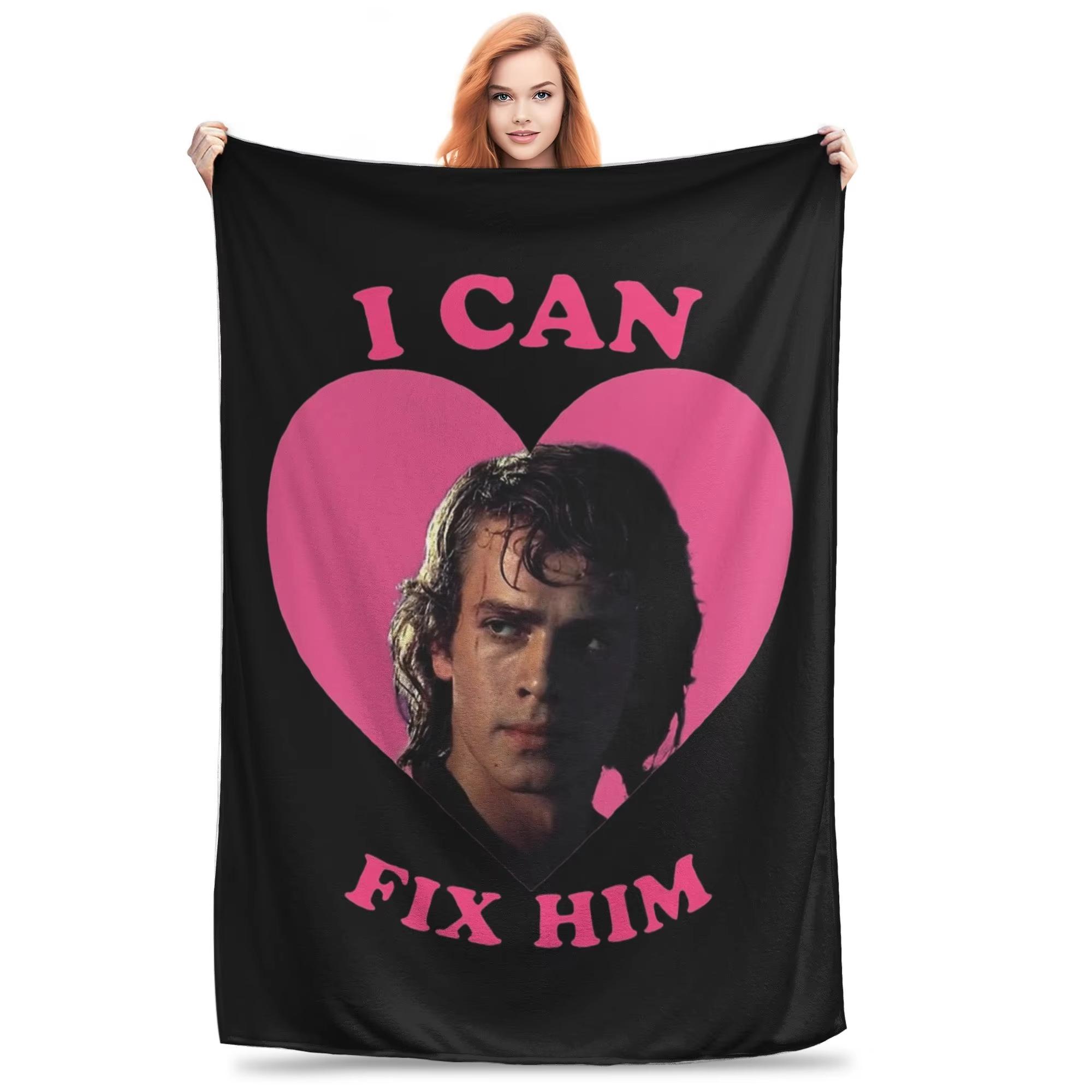 Anakin Skywalker I Can Fix Him Blanket  Pink Heart Fleece Warm Portable Autumn Winter Bed Bedroom Throw 75x100cm (30x40inch)
