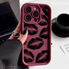 Custodia per Telefono in Morbido Silicone con Stampa Bacio Labbra Nere e Rosse per iPhone 16 Pro Max 15 14 Plus 11 12 13 7 8 Plus X XS XR 16E Cover