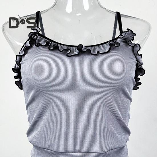 2 Teile/satz Frauen Sommer Pyjamas Anzug Rüschen Patchwork Ärmelloses Rückenfreies Cop Top Hohe Taille Mini Shorts Täglichen Nachthemd Slim Fit Nachtwäsche