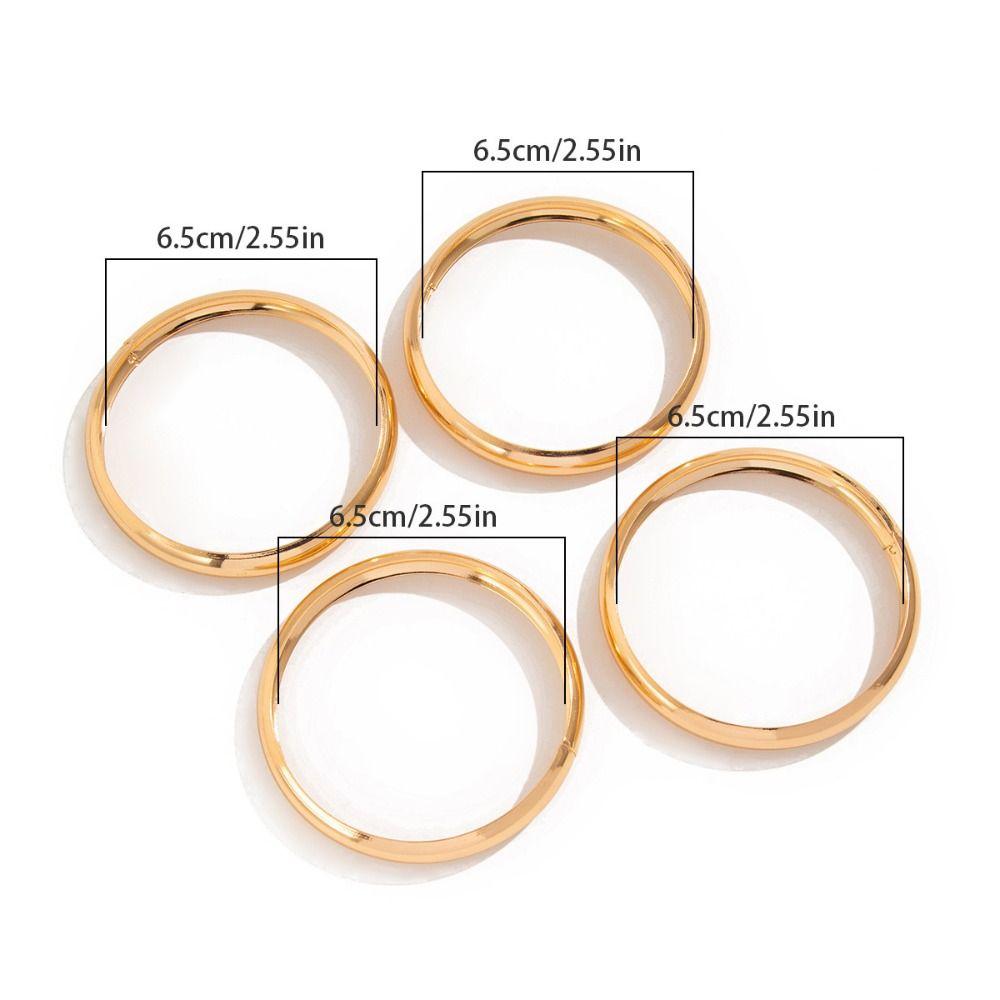 4Pcs/Set Waterproof Simple Round Bangles Sets Gold Silver Smooth Multilayer Bracelet  Summer
