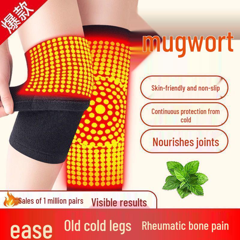 Mugwort Self-Heating Knee Pads for Men & Women - Warm, Non-Slip, Pure Cotton, Thin, Cold Protection for Air-Conditioned Rooms
