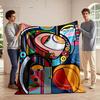 Colorful Abstract Geometric Art Design Blanket, Flannel Blanket for Bedroom, Living Room, Sofa, and Nap Sofas.