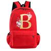 26 English Letters Cosplay Canvas Red Backpack Children Schoolbag Travel Bag Back To School Bookbag for Kids